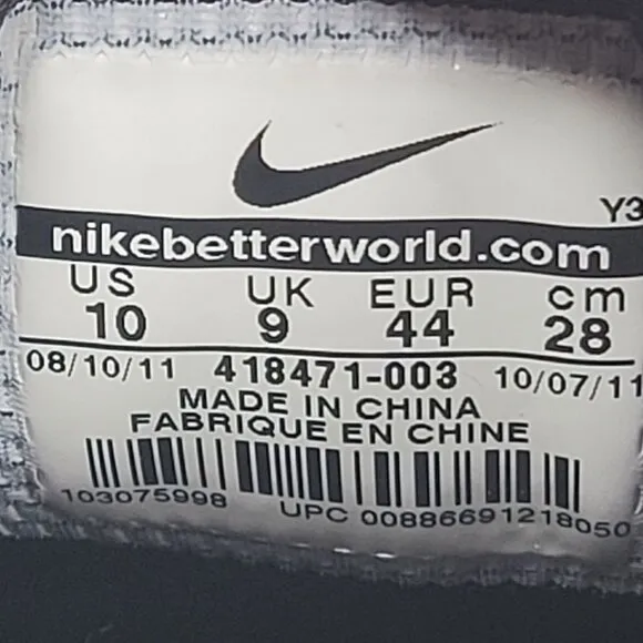 Nike Flywire Lunarlon Men's Black Golf Shoes 418471-003 US Size 10