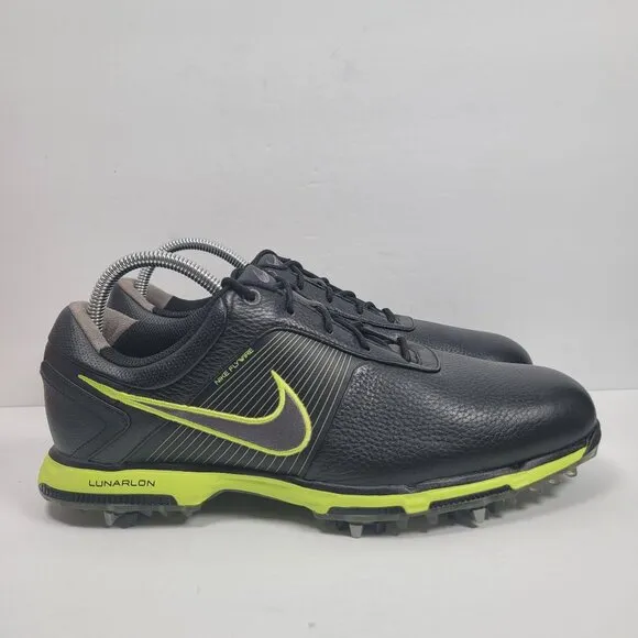 Nike Flywire Lunarlon Men's Black Golf Shoes 418471-003 US Size 10