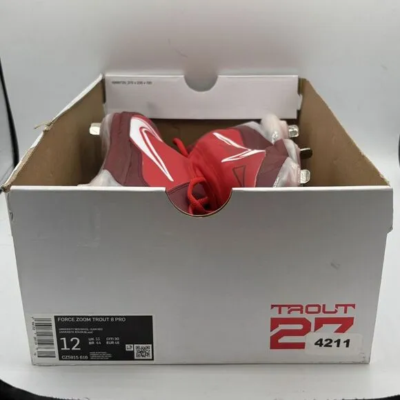 Nike Force Zoom Trout 8 Pro Baseball Cleats Shoes Red CZ5915-616 Men's 12