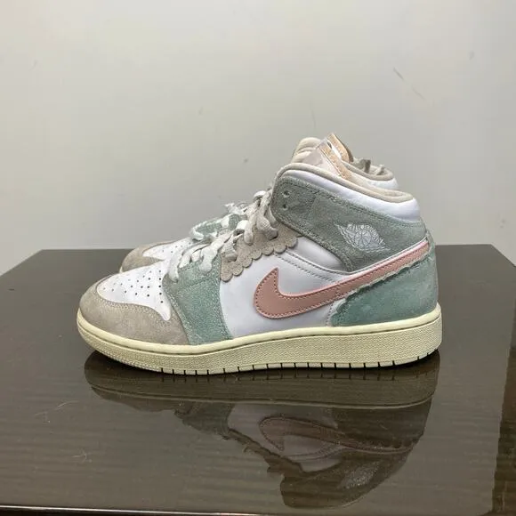 Nike Jordan 1 Mid SE Pink Oxford Sneakers Shoes Youth 6.5Y