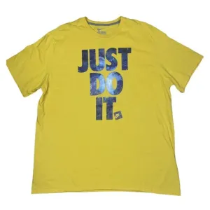 Nike Just Do It Galaxy Space Shirt Mens size 2X Regular Fit Short Sleeve Yellow