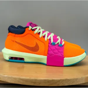 Nike LeBron Witness 8 Mens Size 11.5 Shoes Orange Fuchsia Green Sneakers