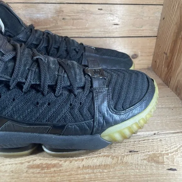 Nike LeBron XVI 16 Glow Black/Black-Glow CD2451-001 Men's Size 14