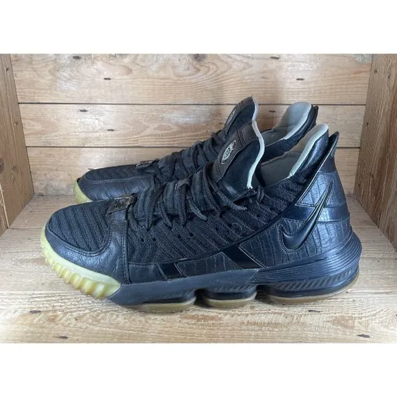 Nike LeBron XVI 16 Glow Black/Black-Glow CD2451-001 Men's Size 14