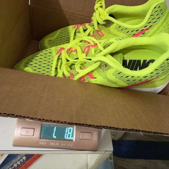 Nike Lunar Trainer Running Shoes Size 11 Neon green &amp; Pink Lightweight Sneakers