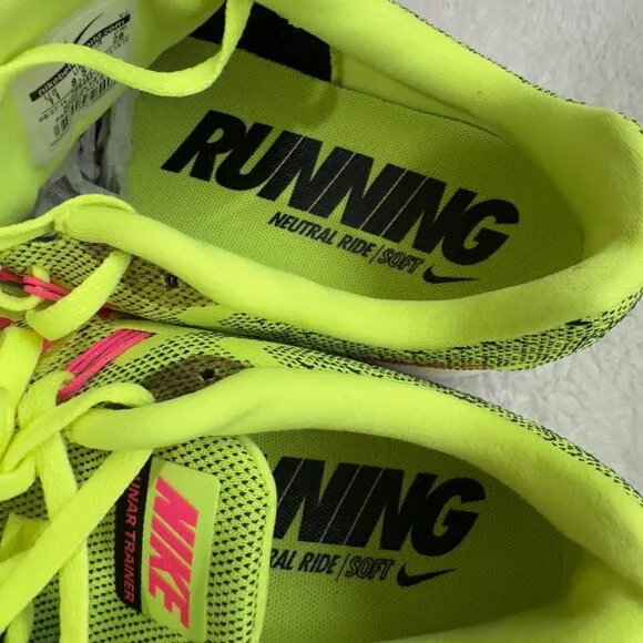 Nike Lunar Trainer Running Shoes Size 11 Neon green &amp; Pink Lightweight Sneakers