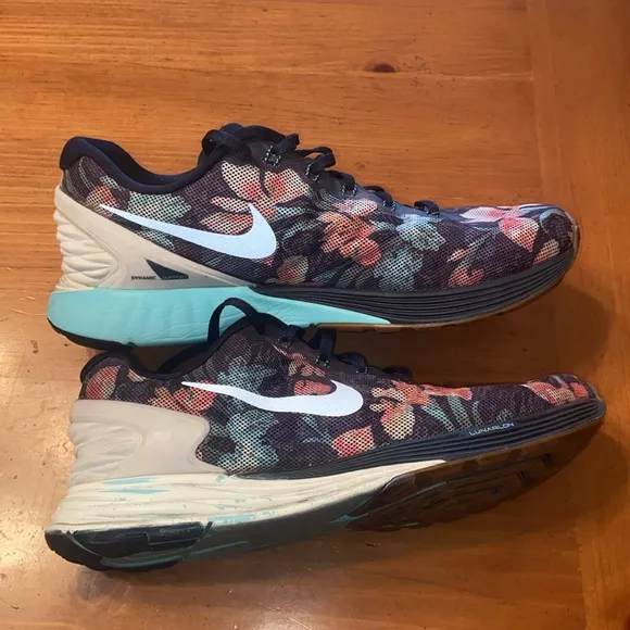 Nike Lunarglide 6 'Photosynthesis'Mens Sneakers size 8.5 navy blue floral