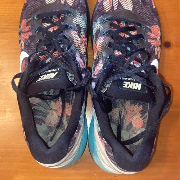 Nike Lunarglide 6 'Photosynthesis'Mens Sneakers size 8.5 navy blue floral