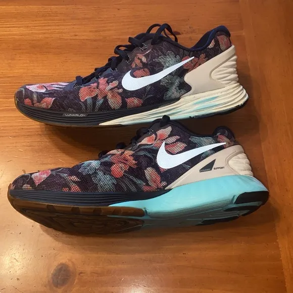 Nike Lunarglide 6 'Photosynthesis'Mens Sneakers size 8.5 navy blue floral