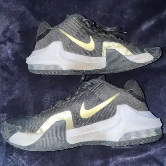 Nike Men's Size 7.5 Air Max Impact 4 Athletic Sneakers Black Metallic Gold Shoes