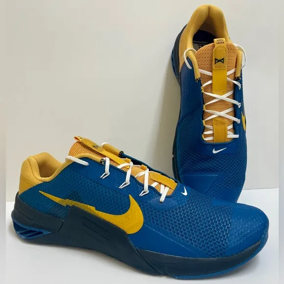 Nike Metcon 7 React Hyperlift Men's Weight Training Gym Shoes Blue Gold …