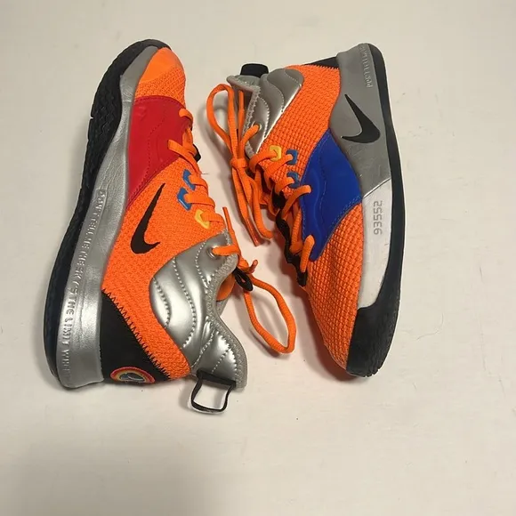 Nike PG Paul George NASA GS Black Orange Basketball Sneakers Shoes 5.5Y