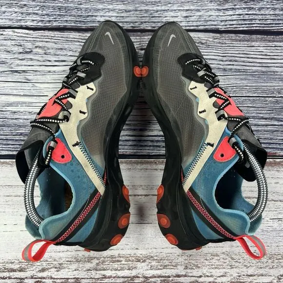 Nike React Element 87 Chill Blue Solar Red Sneakers Shoes, Men’s Size 8