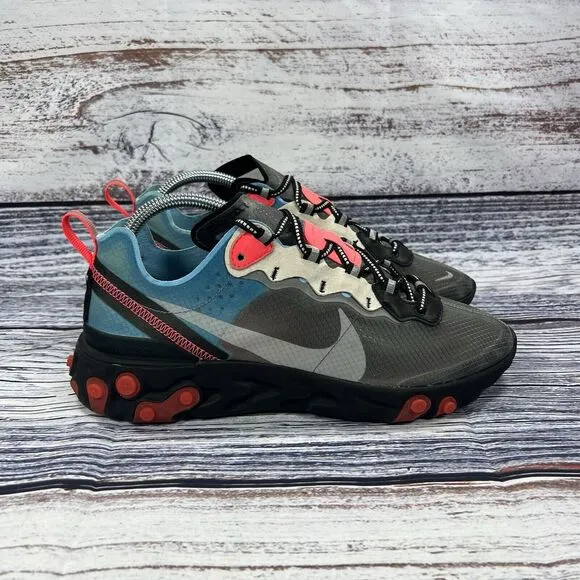 Nike React Element 87 Chill Blue Solar Red Sneakers Shoes, Men’s Size 8