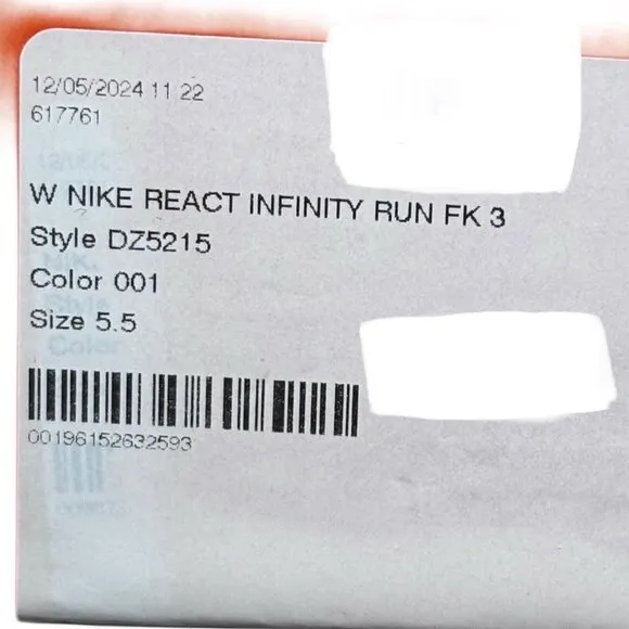 Nike React Infinity Run Flyknit 3 Womens Running Shoes White/Black/Red Size 5.5