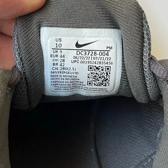 Nike Revolution 6 Running Shoes Comfort Cushioned Breathable Gray Men's Size 10
