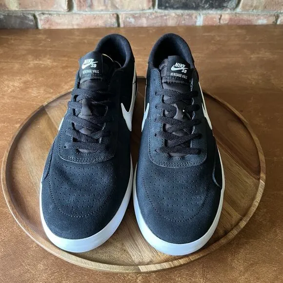 Nike SB Heritage Vulc Black White Skate Sneaker Shoes CD5010-003 Men's Size 10.5