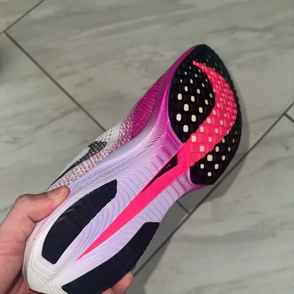 Nike White and Pink Vaporfly 3 Athletic Shoes with Gradient Design