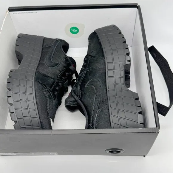 Nike Womens Air Jordan 1 Brooklyn Low Black Shoes Sz 9 NEW Platform IB7210-006