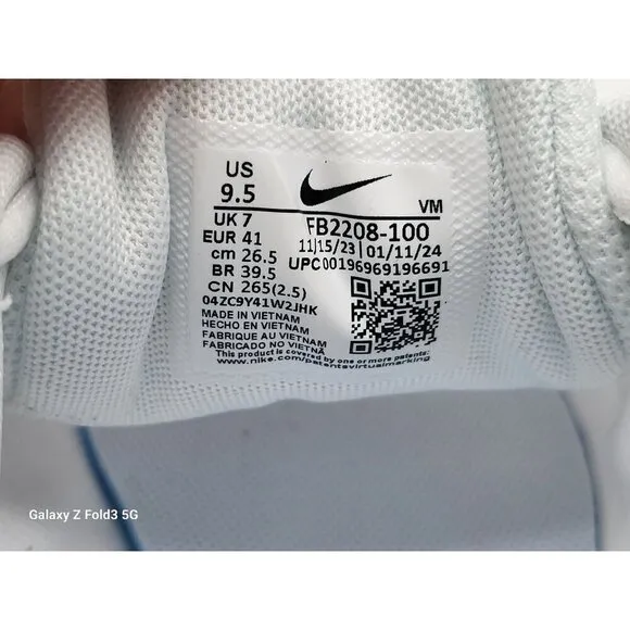 Nike Women's Running Shoes Size 9.5 White Breathable Mesh Lightweight