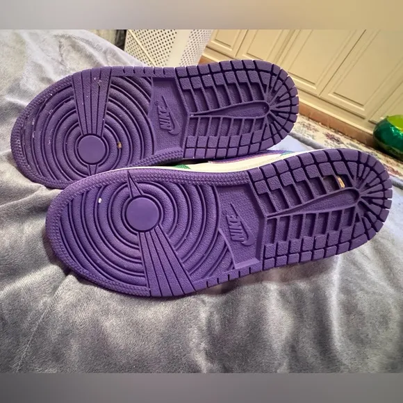 Nike Youth Air Jordan White Purple Green Mid Incredible Huk Sneakers Shoes 2Y
