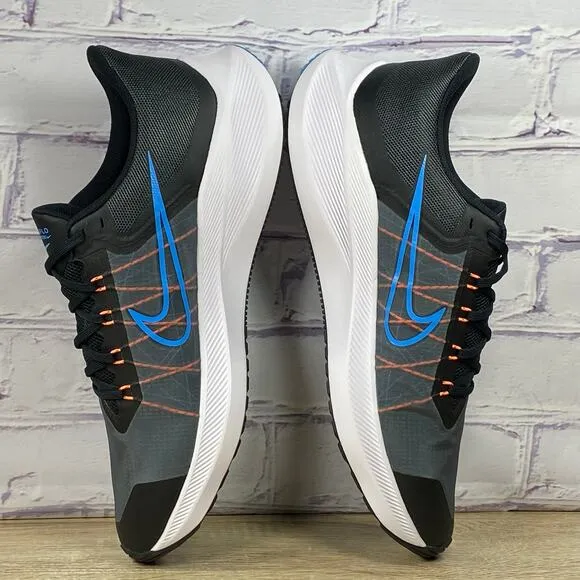 Nike Zoom Winflo 8 Grey Black Blue Running Shoes Men's Size 14 Athletic Sneakers