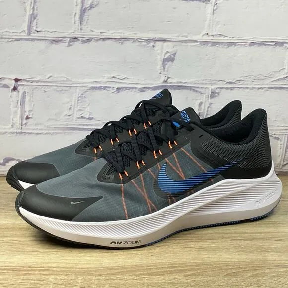 Nike Zoom Winflo 8 Grey Black Blue Running Shoes Men's Size 14 Athletic Sneakers