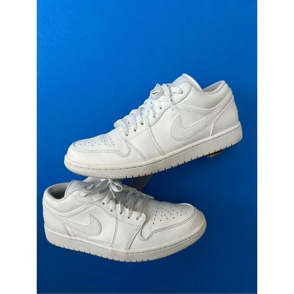 Nike Air Jordan 1 Low Triple White Shoes Sneakers 2022 553558-136 Mens Size 10.5