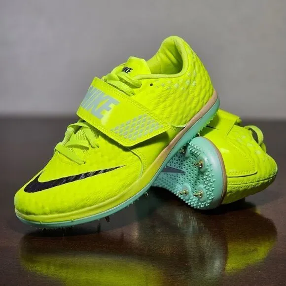 Nike High Jump HJ Elite Track Spikes Shoes Volt Mint Black Women's 6.5 DR992-700