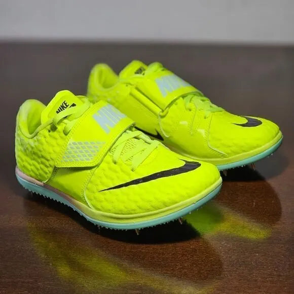 Nike High Jump HJ Elite Track Spikes Shoes Volt Mint Black Women's 6.5 DR992-700