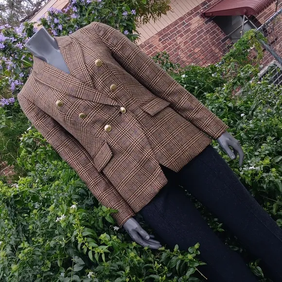 NINE WEST (VIETNAM) LADIES DOUBLE-BREASTED HOUNDSTOOTH LUX BLAZER