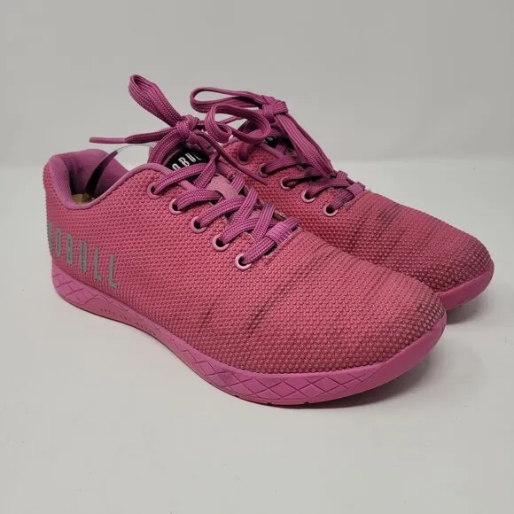 Nobull womens 9.5 Mens 8 pink trainers lace up sneakers tennis shoes