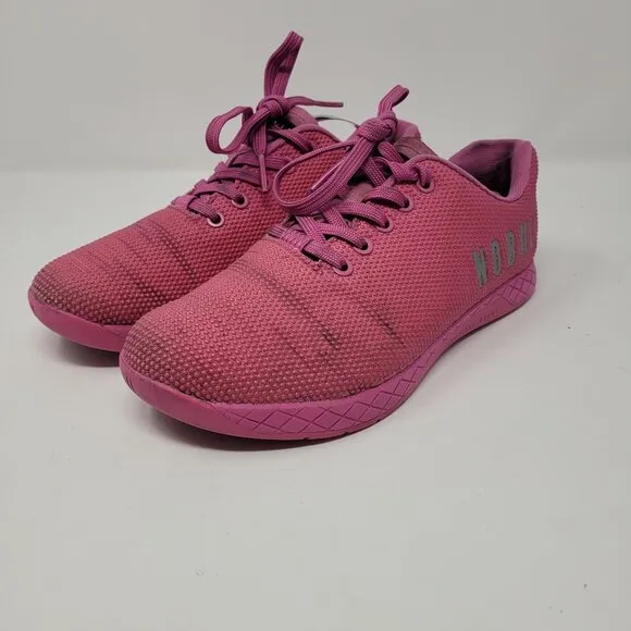 Nobull womens 9.5 Mens 8 pink trainers lace up sneakers tennis shoes