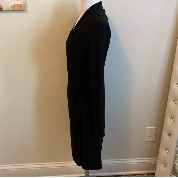 NORMA KAMALI Long Sleeve Modern Side Drape Dress in Pewter size XS