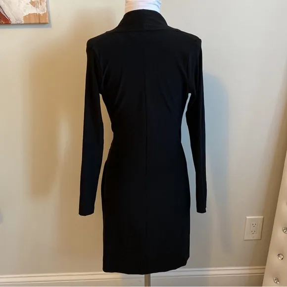 NORMA KAMALI Long Sleeve Modern Side Drape Dress in Pewter size XS