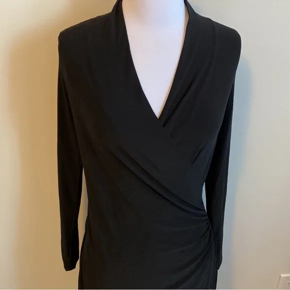 NORMA KAMALI Long Sleeve Modern Side Drape Dress in Pewter size XS