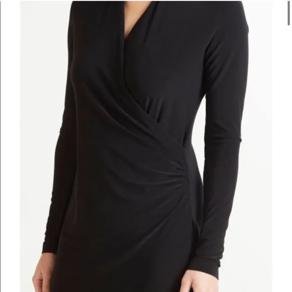NORMA KAMALI Long Sleeve Modern Side Drape Dress in Pewter size XS