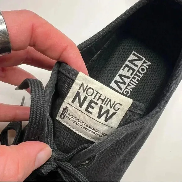 Nothing New Sneakers Classic Low Top Shoe Black Canvas Womens 9