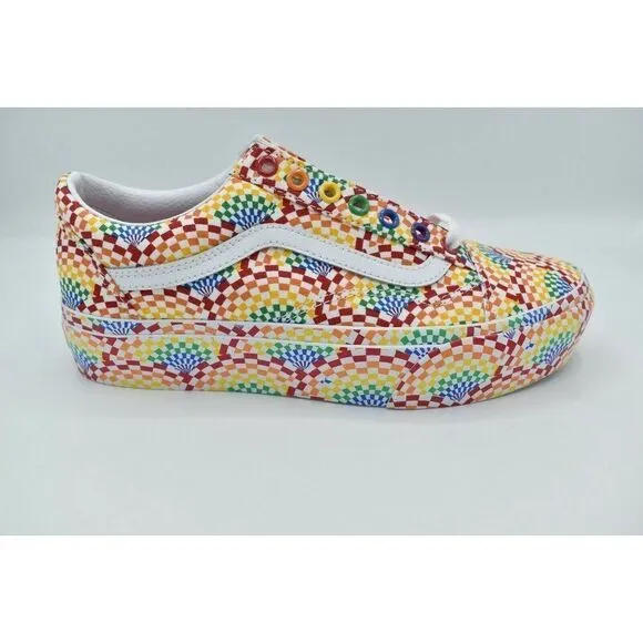 NWB Vans Womens Size 9.5 Old Skool Pride Multicolor Platform Sneakers Shoes