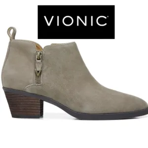 NWOB $169 Waterproof Vionic Cecily Suede Bootie - Stone -