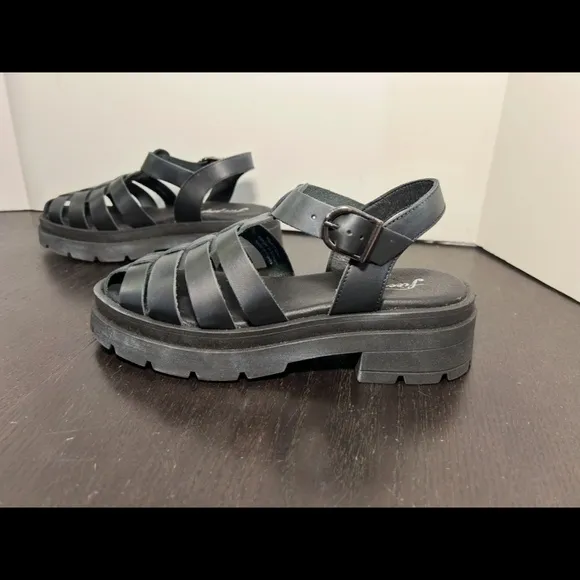 NWOB Free People Delaney Platform Fisherman Sandals Black Womens Size EU 37.5
