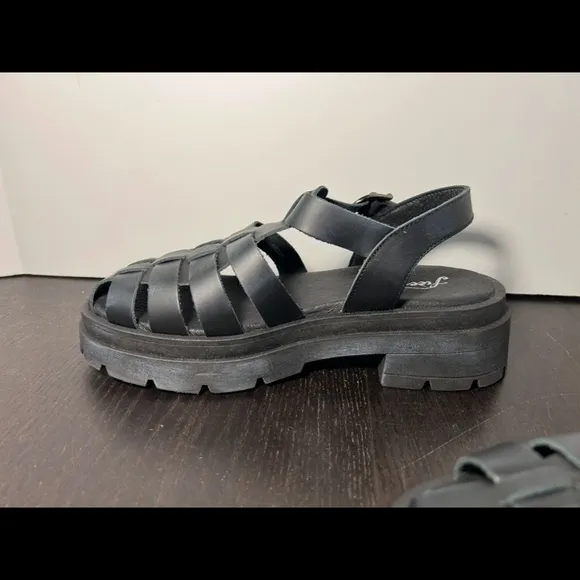 NWOB Free People Delaney Platform Fisherman Sandals Black Womens Size EU 37.5
