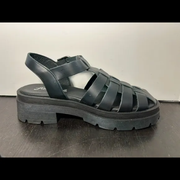 NWOB Free People Delaney Platform Fisherman Sandals Black Womens Size EU 37.5