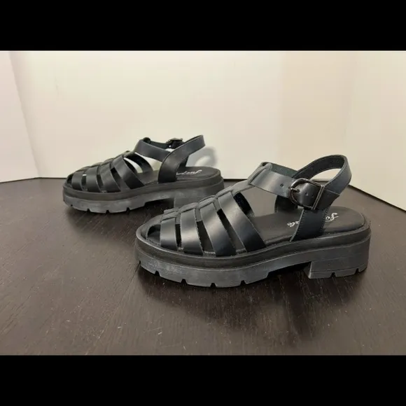 NWOB Free People Delaney Platform Fisherman Sandals Black Womens Size EU 37.5