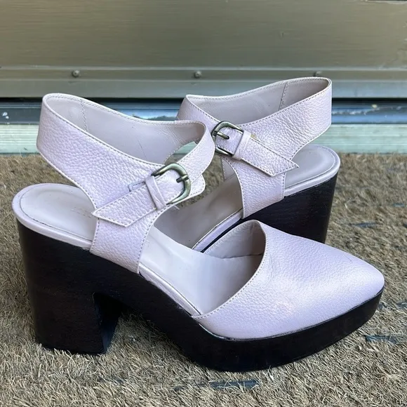 NWOB KK Dodds Light Pink Shimmer Leather Platform Sandals Bohemian Festival