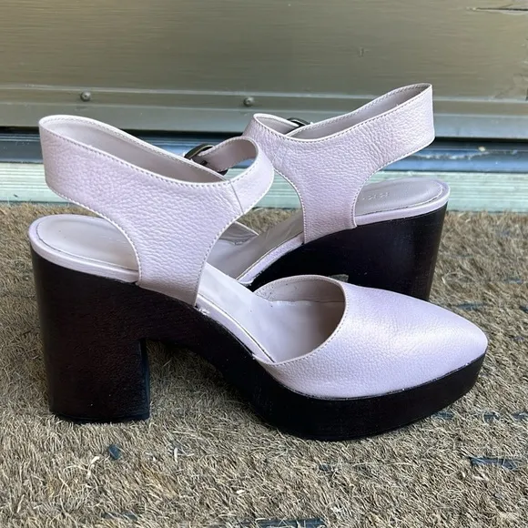 NWOB KK Dodds Light Pink Shimmer Leather Platform Sandals Bohemian Festival