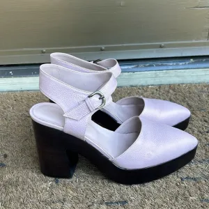 NWOB KK Dodds Light Pink Shimmer Leather Platform Sandals Bohemian Festival