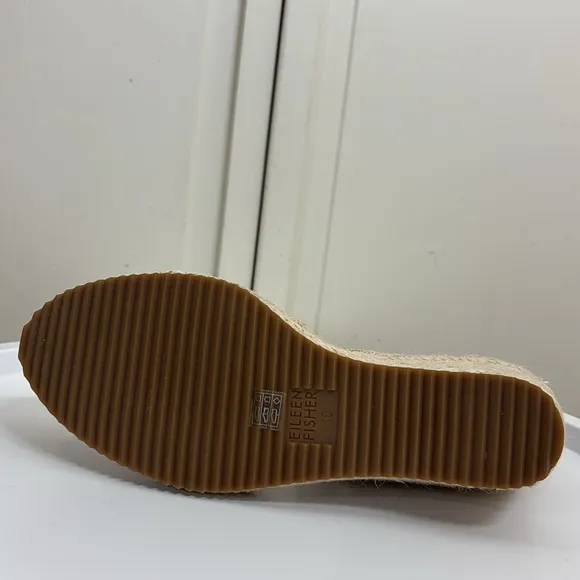 NWOB/NWOT Eileen Fisher Wallis Leather Wedge Espadrille Sandals Size 10