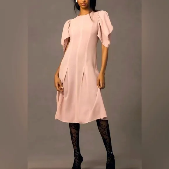 NWOT Anthropologie, Modern Sheer Midi Dress, Size 2 in Violet Ice