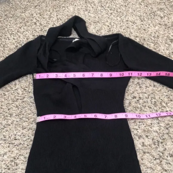 NWOT Atoir Rae Dress Size US 2 Black Ribbed Cut Out Mini Sweaterdress
